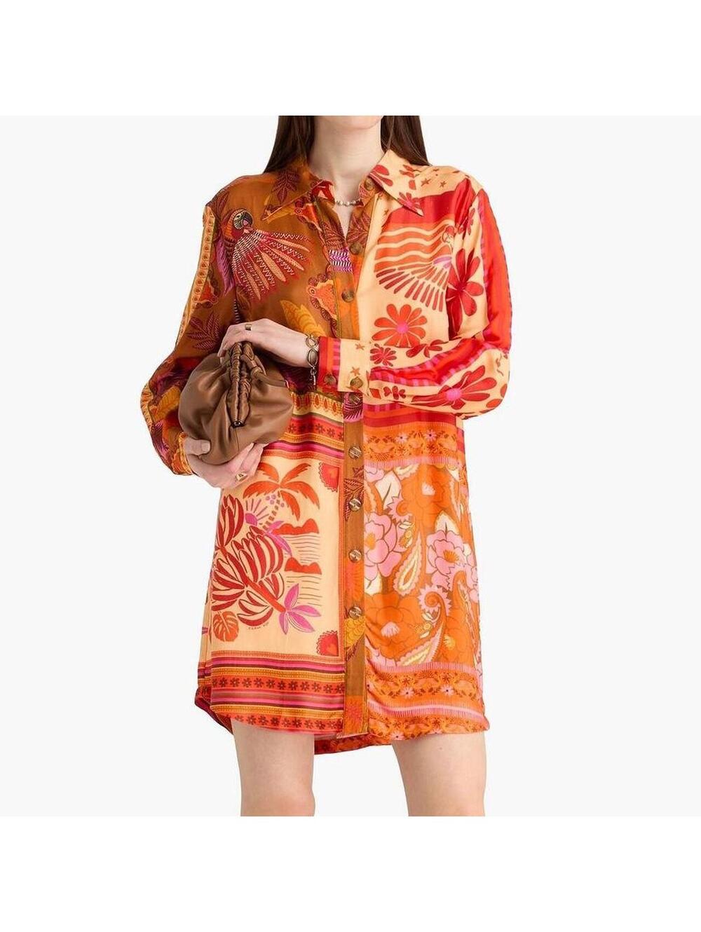 Farm Rio Women's Orange and Multi Dress